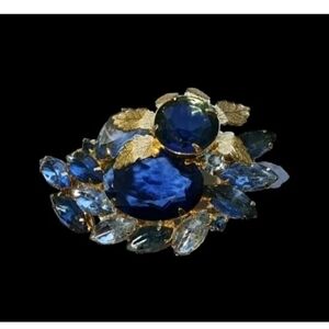 Elegant Blue and Gold Brooch